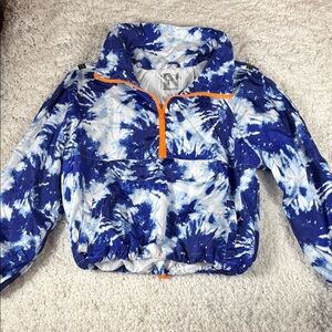 New Look Sport Women's Blue and White Tie-Dye Windbreaker, Size Large